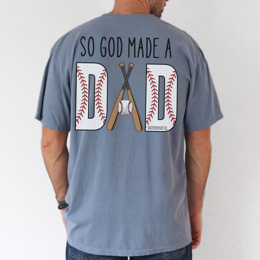 So God Made a Dad (Baseball Edition) Short Sleeve Adult Tee