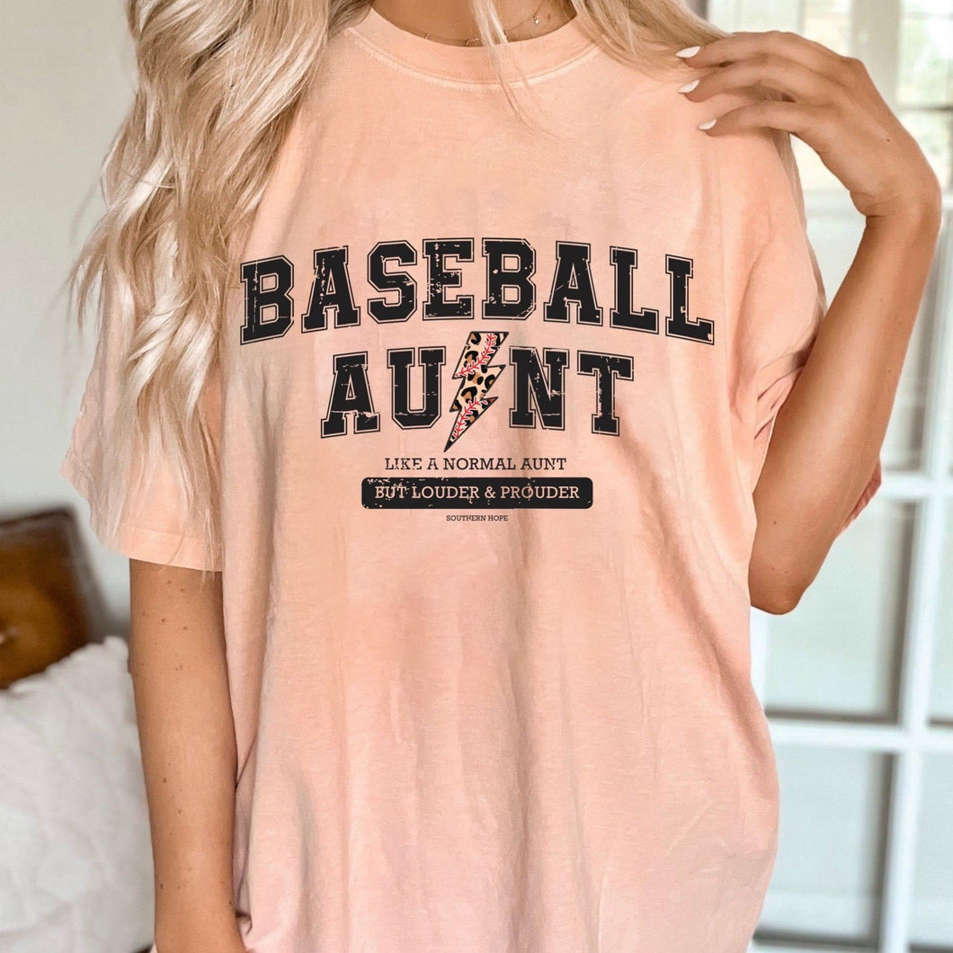 PEACH Baseball Aunt Short Sleeve Adult Tee