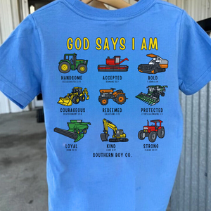Farm Edition - God Says I Am Short Sleeve Kids Tee
