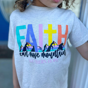 (GIRLS) Faith Can Move Mountains Front Design Short Sleeve Tee