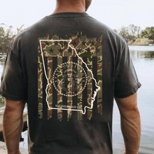 Load image into Gallery viewer, Georgia Camo Flag Short Sleeve Adult Tee
