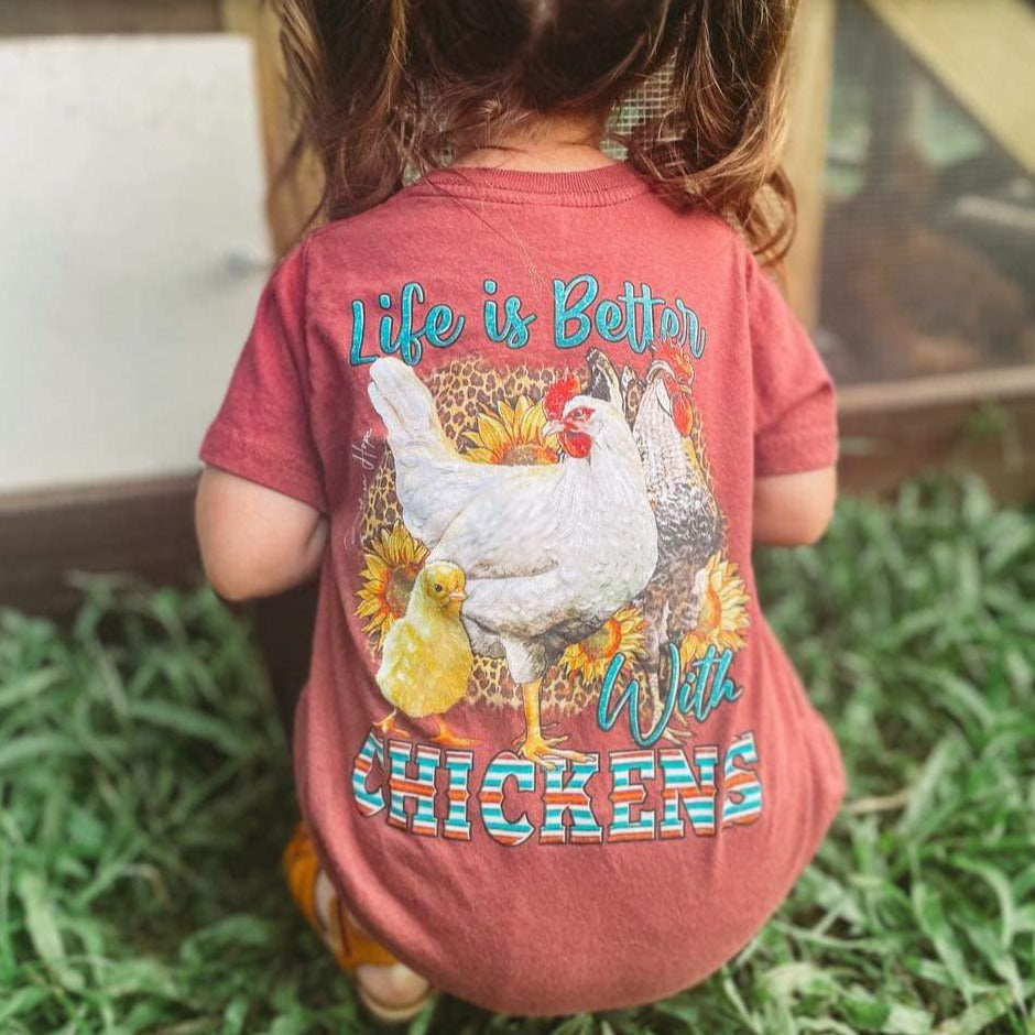 Funny Chicken Mom Shirt - Raising Chickens And Feral Children Graphic Tee