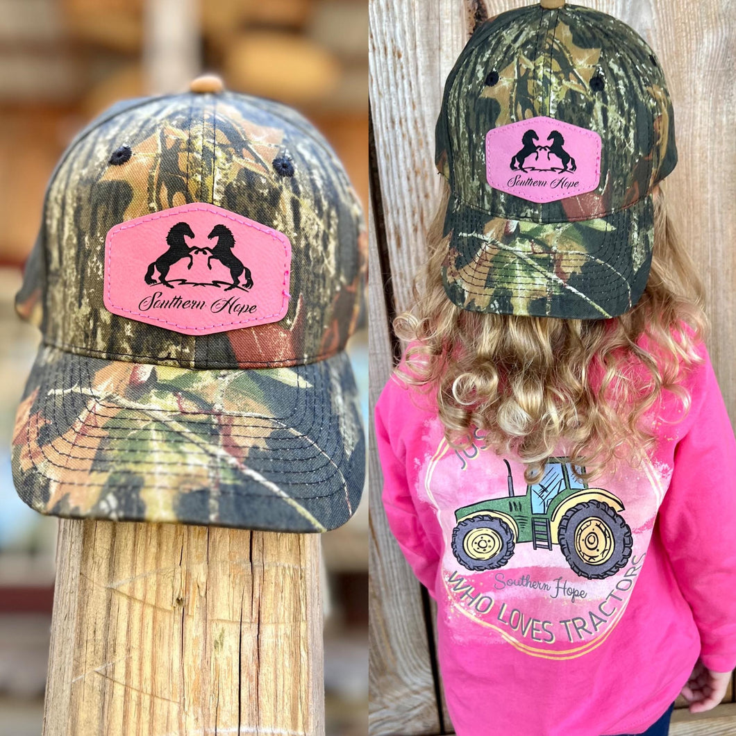 Horse Pink Patch Camo Kids Hat