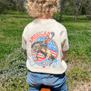 (Natural) American Cowboy Short Sleeve Kids Tee