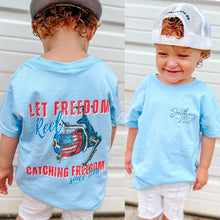 Load image into Gallery viewer, (Light Blue) Let Freedom Reel Short Sleeve Kids Tee

