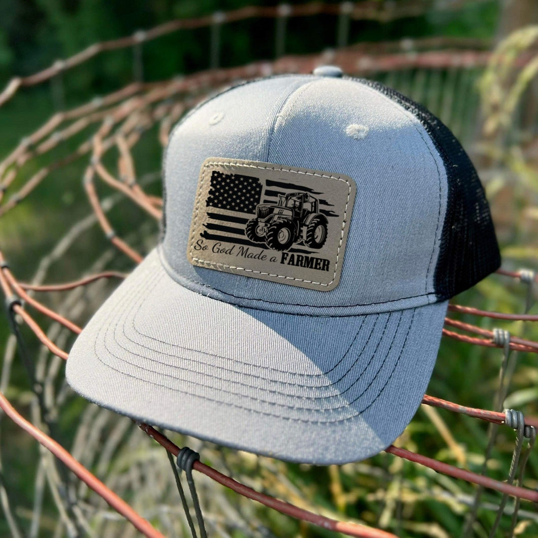 God Made A Farmer Leather Patch Kids Hat