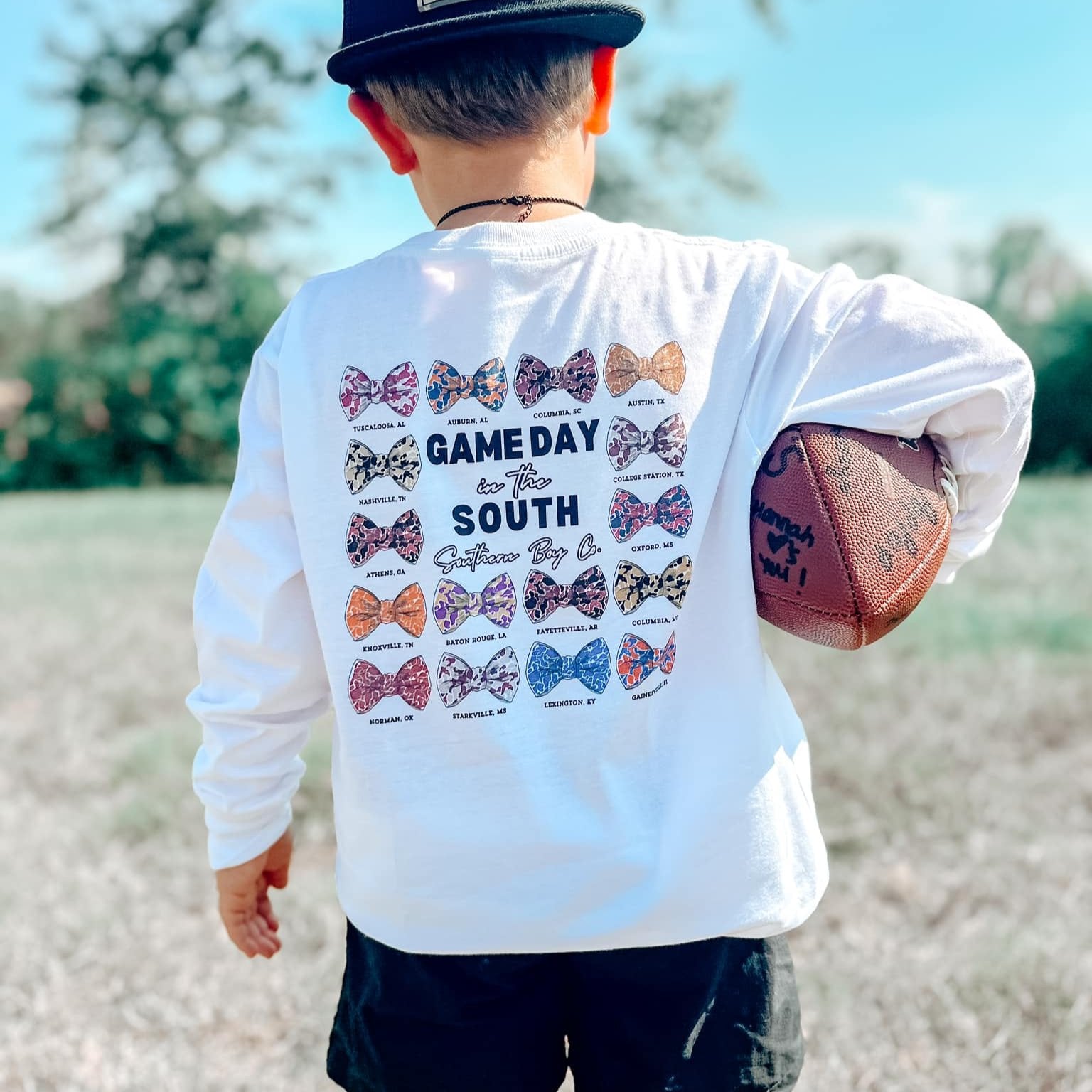 Camo Gameday with Bow & Footballs - T SHIRT - (Comfort Color) main image 1