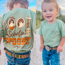 Load image into Gallery viewer, Boot Scootin’ Spooky Short Sleeve Kids Tee
