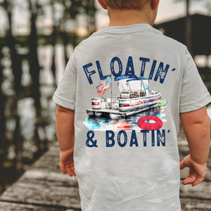 (Silver) Floatin’ And Boatin’ Short Sleeve Kids Tee