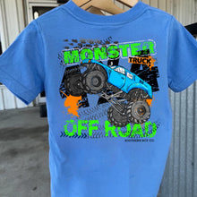 Load image into Gallery viewer, Monster Truck Off Road (Blue) Short Sleeve Kids Tee
