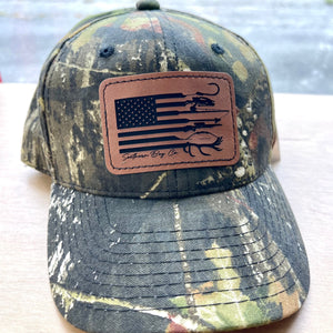 Hunting Flag Kids Camo Leather Patch Hat