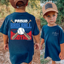 Load image into Gallery viewer, NAVY Proud Baseball Brother Short Sleeve Kids Tee

