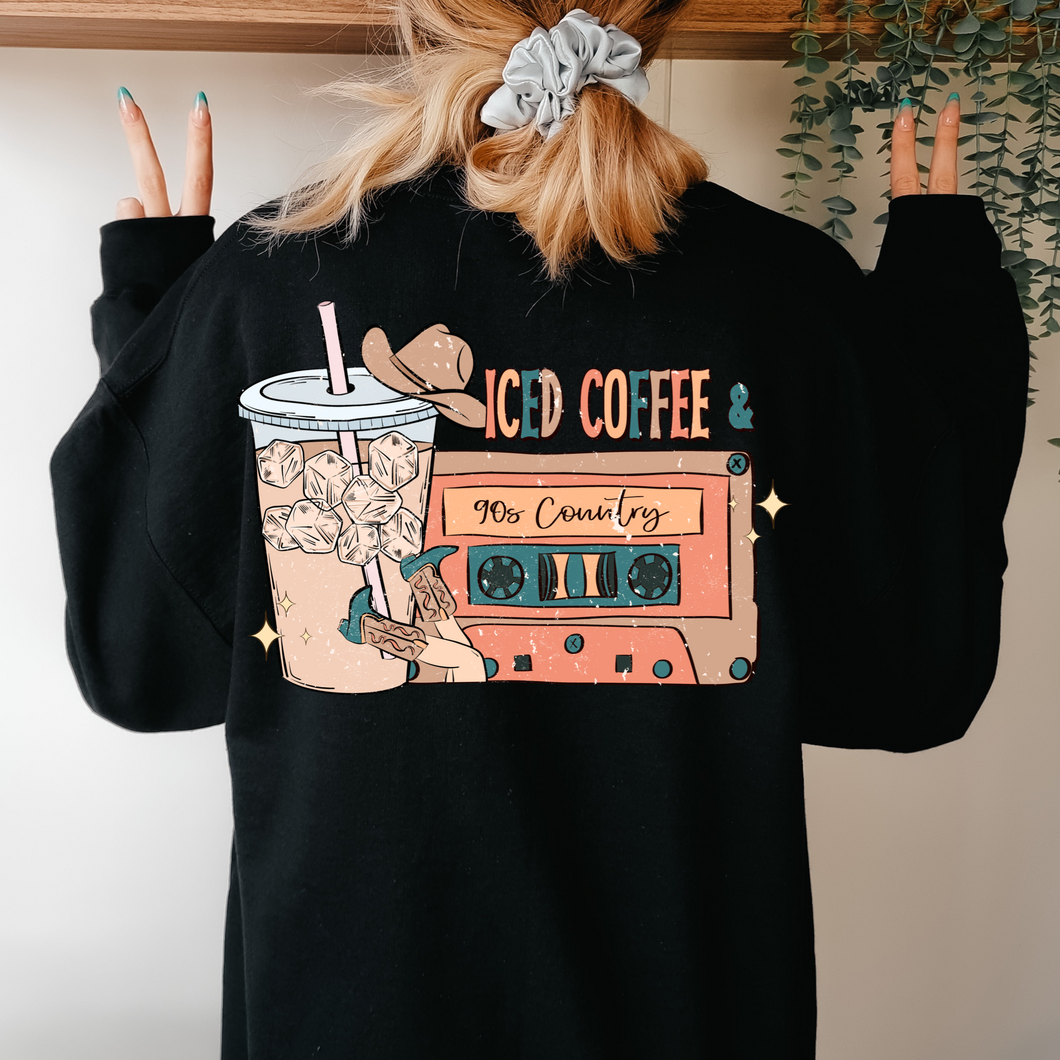 (SWEATSHIRT) Iced Coffee & 90s Country Adult Sweatshirt