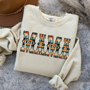 (TAN) Aztec Mama Sand Adult Sweatshirt (D)