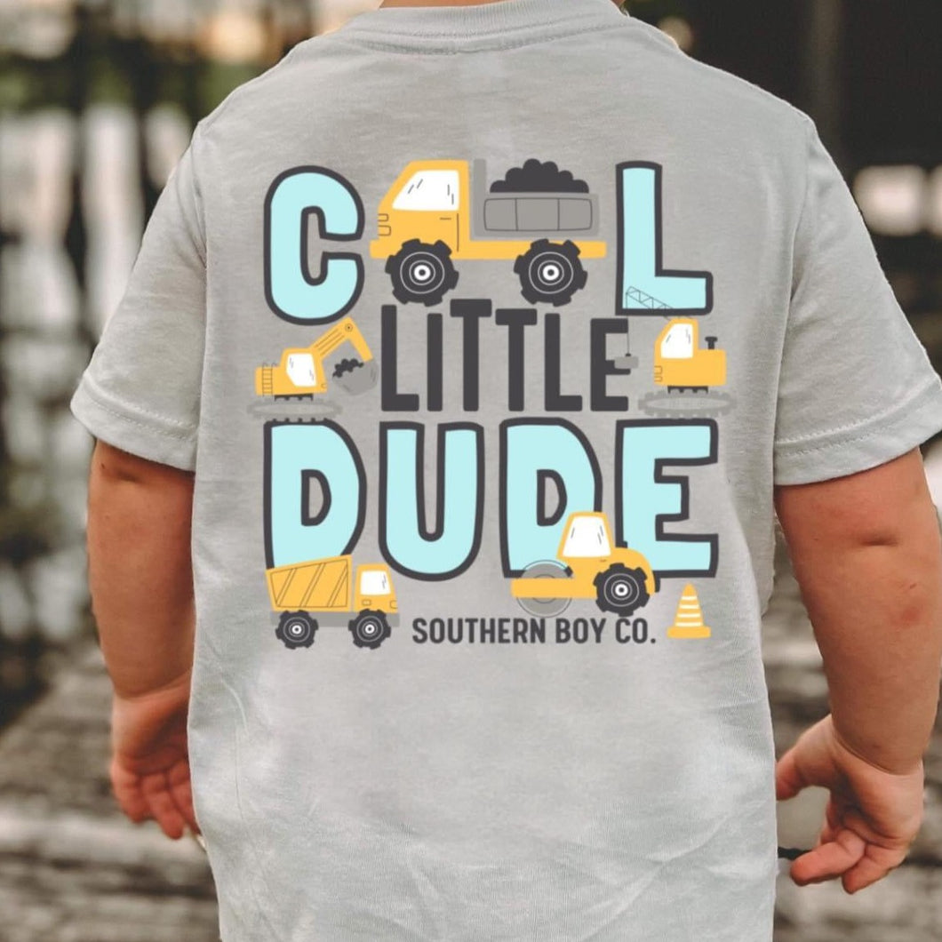 (Silver) Cool Little Dude (CONSTRUCTION) Short Sleeve Kids Tee