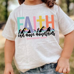 (GIRLS) Faith Can Move Mountains Front Design Short Sleeve Tee