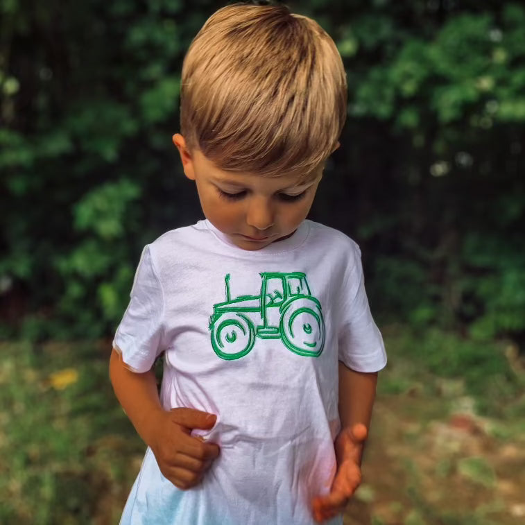 Tractor Embroidered Kids Shirt