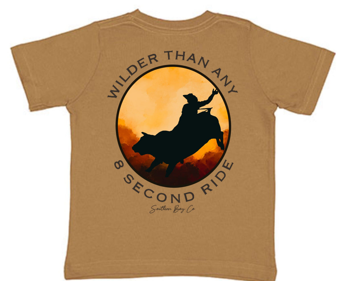 Wilder Than Any 8 Second Ride Short Sleeve Kids Tee (D) Southern Boy Co.