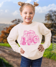 Load image into Gallery viewer, Pink Tractor Be Strong Girls Fleece Sweatshirt
