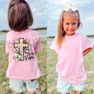 Pink Easter Cross Short Sleeve Girls Tee