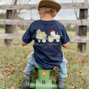 Christmas Wagon Tractor Short Sleeve Kids Tee