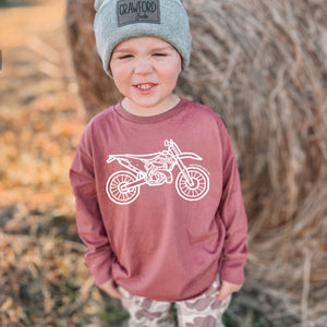 Dirt Bike Sketch Long Sleeve Kids Tee