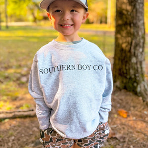 Kids’ Southern Boy Co Fleece Pullover (Front Grey SBC)