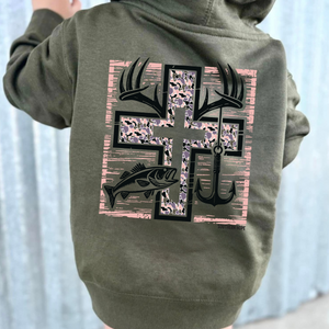 WOMENS Cross Camo Hunting and Fishing Adult Hoodie