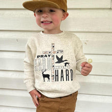 Load image into Gallery viewer, Pray Hard Hunt Hard Boys Fleece Sweatshirt
