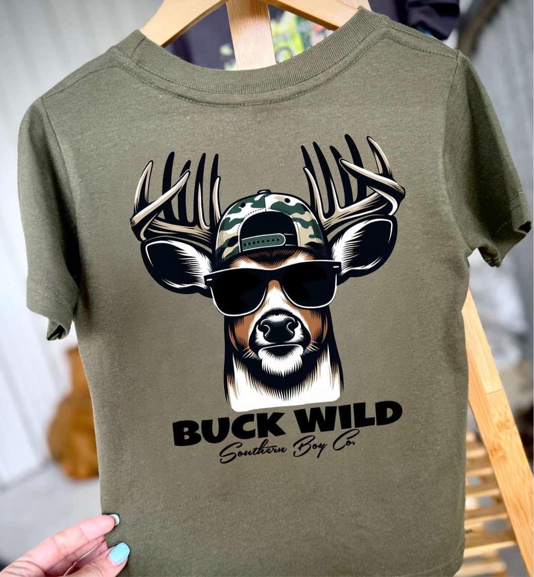 Deer Buck Wild Short Sleeve Boys Tee