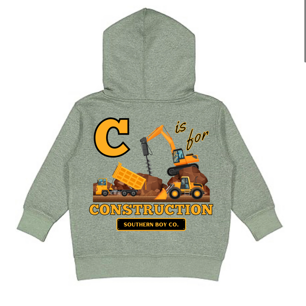 (HOODIE) C is For Construction Kids Hoodie