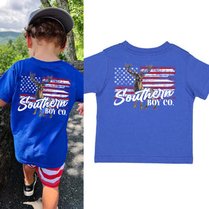 (Royal) Buck American Flag Short Sleeve Kids Tee