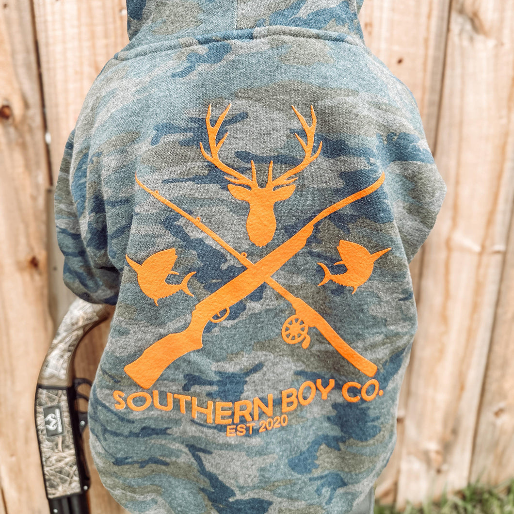 Camo Hunt & Fish Kids Hoodie