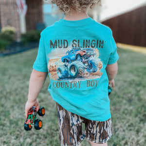 Mud Slingin’ Country Boy Short Sleeve Kids Tee (D)