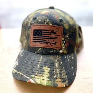 Hunting Flag Kids Camo Leather Patch Hat