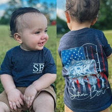 Load image into Gallery viewer, American Bass Flag Short Sleeve Kids Tee
