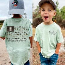 Load image into Gallery viewer, Hunting Seasons Flag (Sage) Short Sleeve Kids Tee
