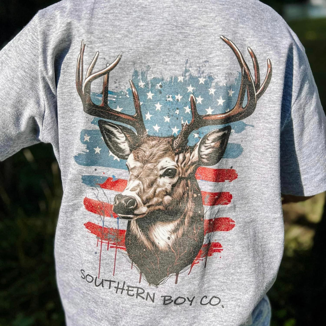 Buck Flag Short Sleeve Kids Tee (D)