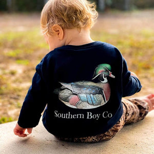 Navy Wood Duck Long Sleeve Youth Tee (D)