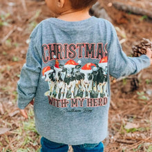 Load image into Gallery viewer, Christmas With My Herd (GRAY) Long Sleeve Kids Tee
