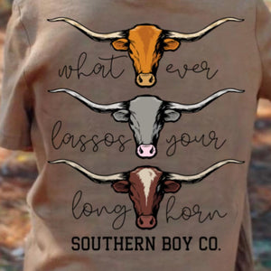 (Short) Whatever Lassos Your Longhorn Kids Tee