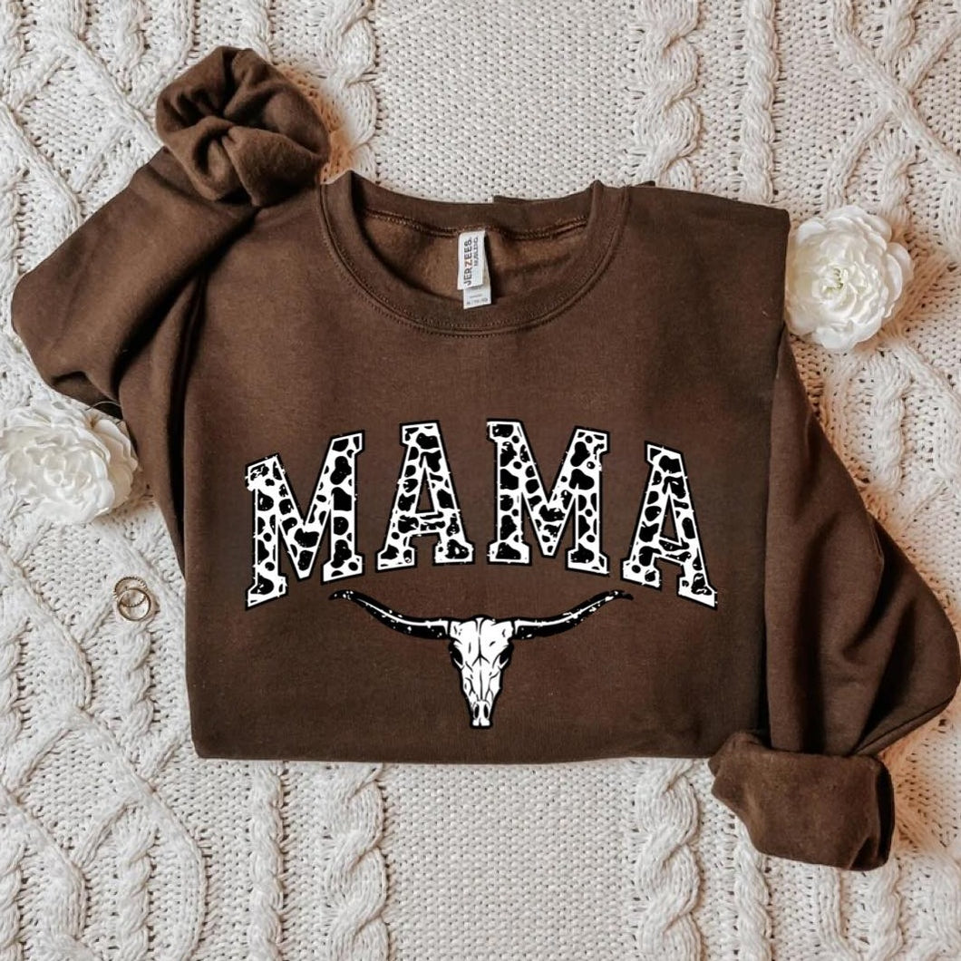 (Brown) Cow Mama Adult Sweatshirt