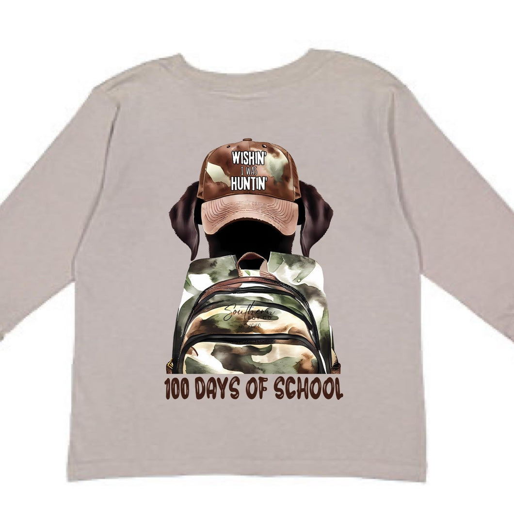 (LONG) Hunting - 100 Days of School Kids Tee