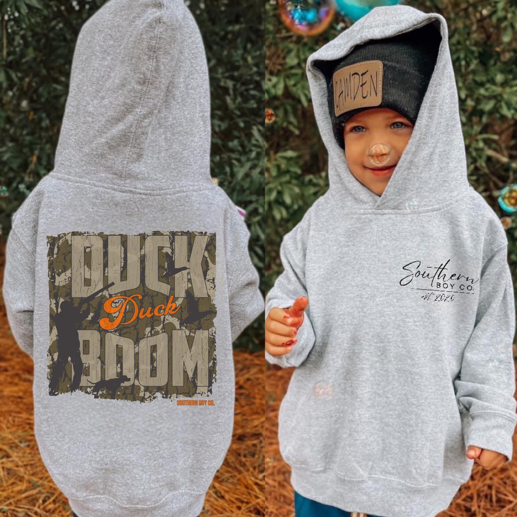 (HOODIE) Camo Duck Duck Boom (Heather) Kids Hoodie