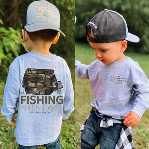 (LONG) Camo Fishing With Dad Kids Tee