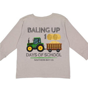 (LONG) Baling Up 100 Days Of School Kids Tee