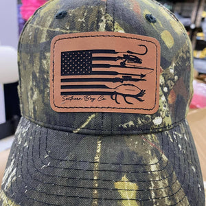 Hunting Flag Kids Camo Leather Patch Hat