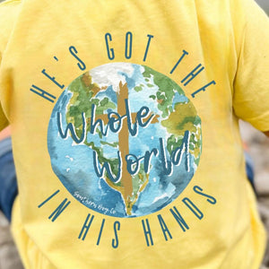 (BACK) World In His Hands Short Sleeve Kids Tee
