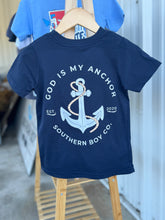 Load image into Gallery viewer, (Navy) God Is My Anchor Short Sleeve Kids Tee
