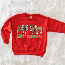 Load image into Gallery viewer, Mooey Christmas (Red) Kids Fleece Sweatshirt
